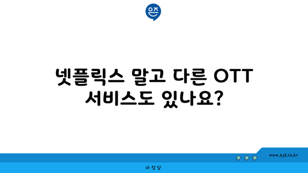 넷플릭스 말고 다른 OTT 서비스도 있나요?