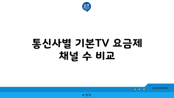 통신사별 기본TV 요금제 채널 수 비교