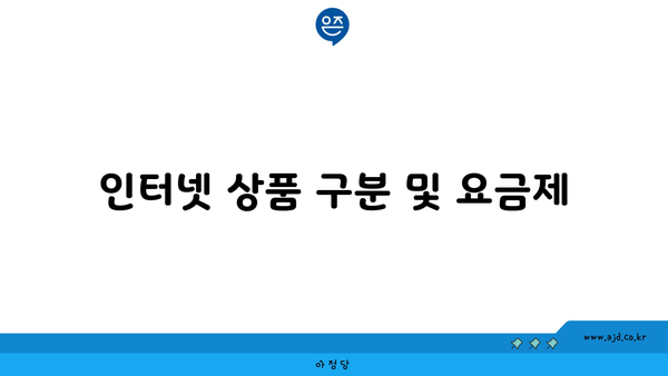 인터넷 상품 구분 및 요금제