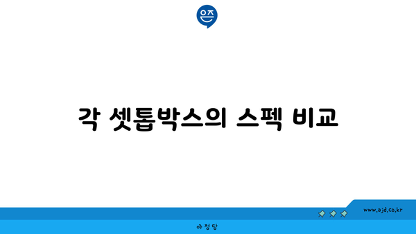 각 셋톱박스의 스펙 비교