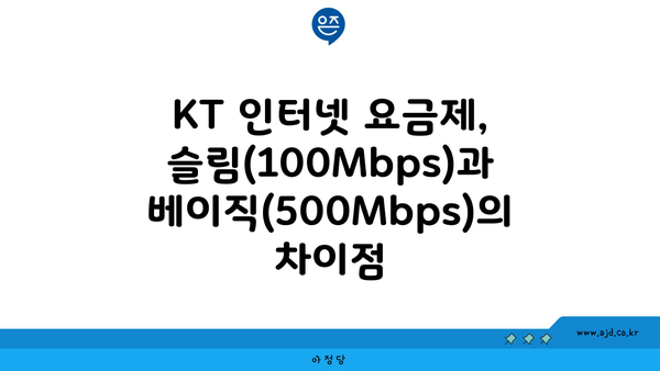 KT 인터넷 요금제, 슬림(100Mbps)과 베이직(500Mbps)의 차이점