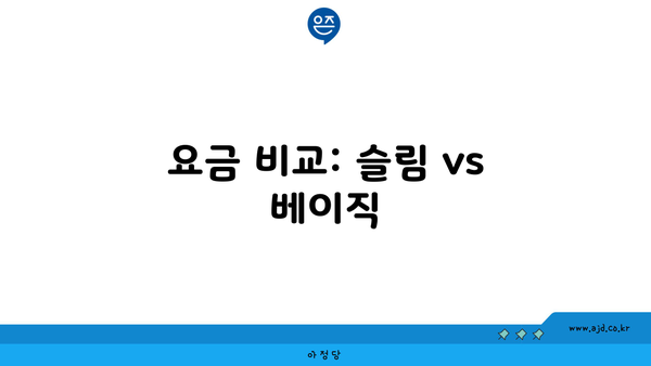 요금 비교: 슬림 vs 베이직