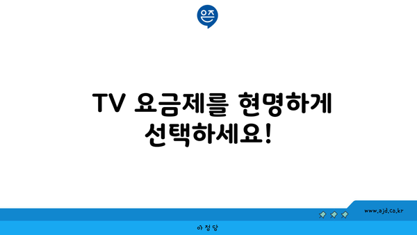  TV 요금제를 현명하게 선택하세요! 