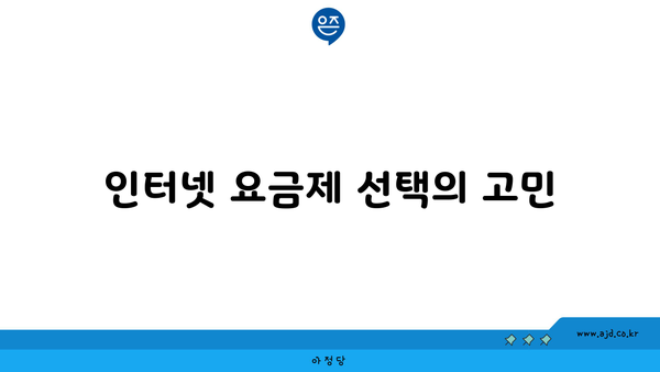 인터넷 요금제 선택의 고민