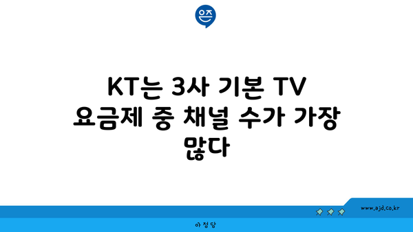 KT는 3사 기본 TV 요금제 중 채널 수가 가장 많다