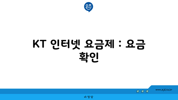 KT 인터넷 요금제 : 요금 확인