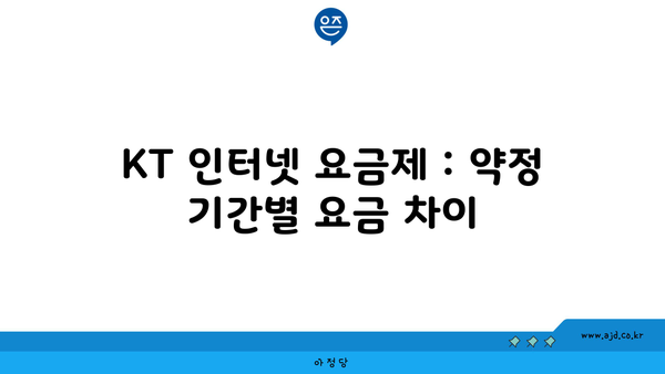 KT 인터넷 요금제 : 약정 기간별 요금 차이