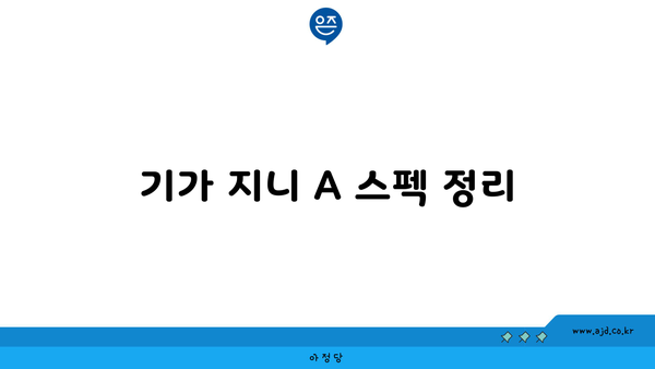 기가 지니 A 스펙 정리