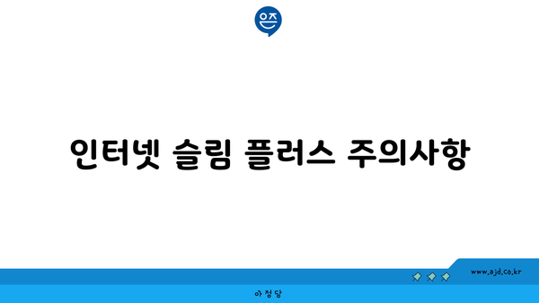 인터넷 슬림 플러스 주의사항