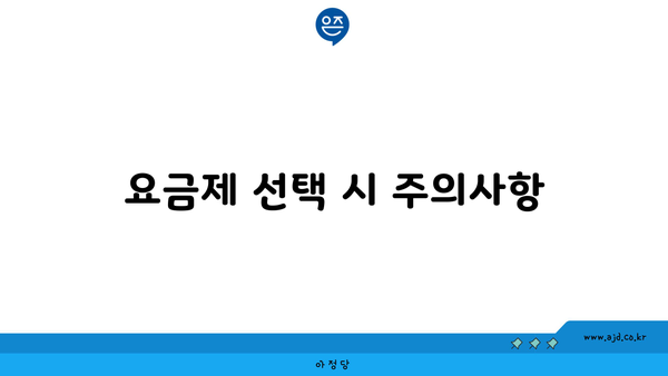 요금제 선택 시 주의사항