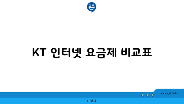 KT 인터넷 요금제 비교표