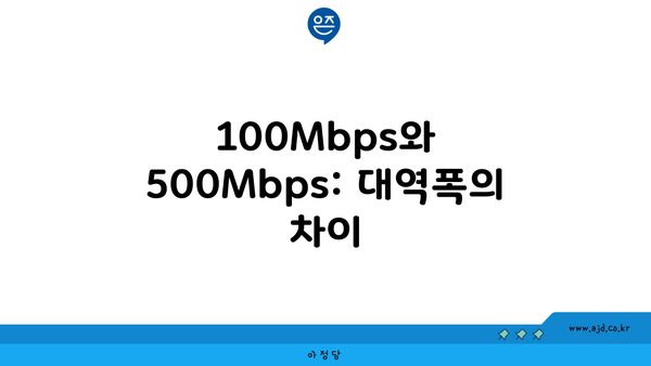 100Mbps와 500Mbps: 대역폭의 차이