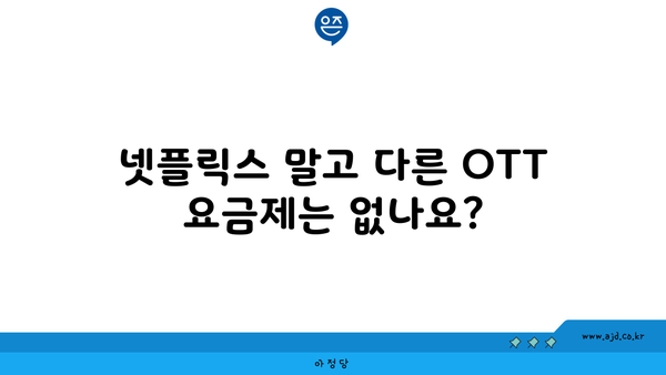 넷플릭스 말고 다른 OTT 요금제는 없나요?