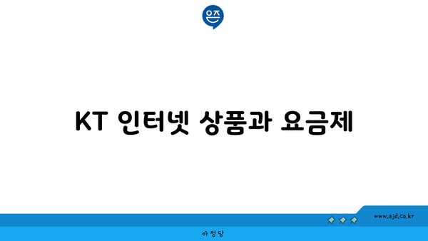 KT 인터넷 상품과 요금제