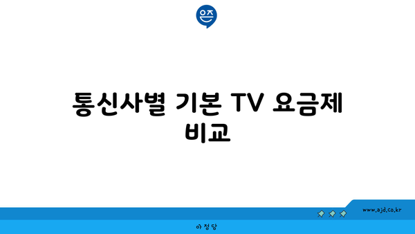 통신사별 기본 TV 요금제 비교