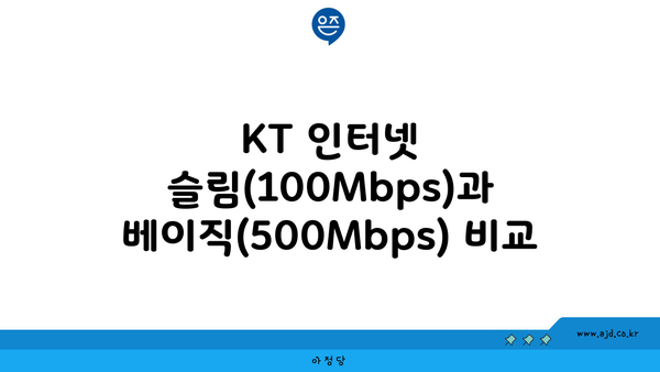 KT 인터넷 슬림(100Mbps)과 베이직(500Mbps) 비교