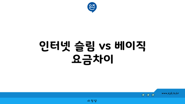 인터넷 슬림 vs 베이직 요금차이