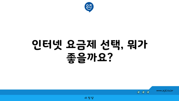 인터넷 요금제 선택, 뭐가 좋을까요?