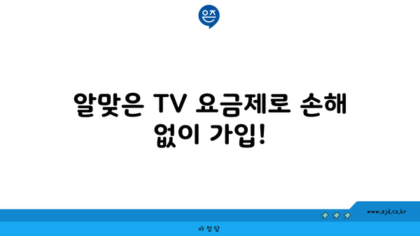 알맞은 TV 요금제로 손해 없이 가입!