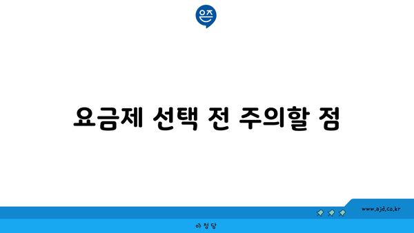 요금제 선택 전 주의할 점