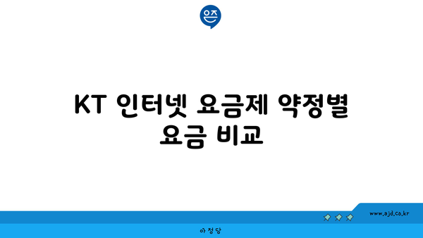 KT 인터넷 요금제 약정별 요금 비교