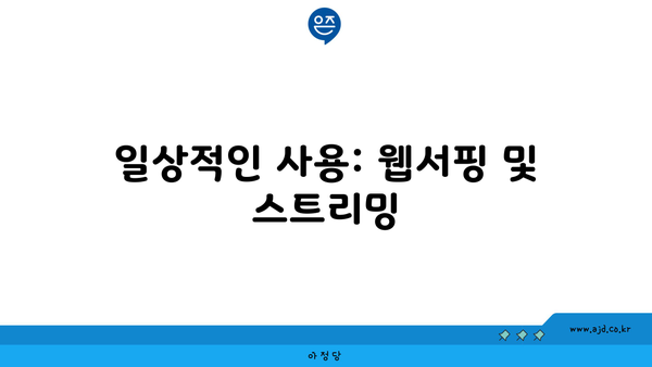 일상적인 사용: 웹서핑 및 스트리밍