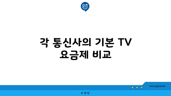 각 통신사의 기본 TV 요금제 비교