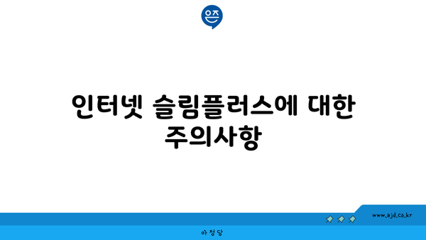 인터넷 슬림플러스에 대한 주의사항