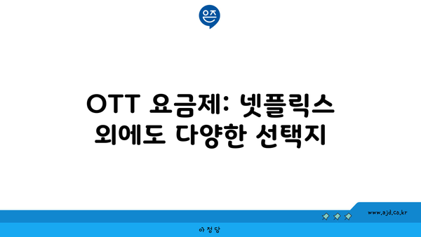 OTT 요금제: 넷플릭스 외에도 다양한 선택지