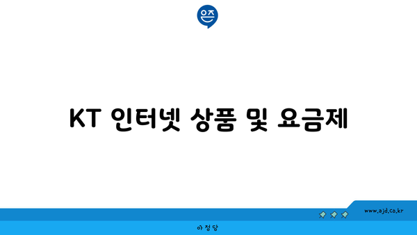 KT 인터넷 상품 및 요금제