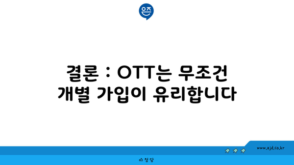 결론 : OTT는 무조건 개별 가입이 유리합니다