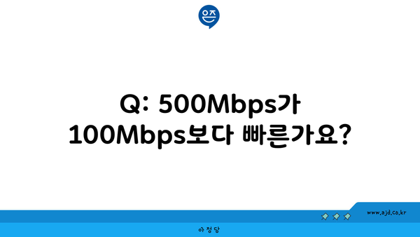 Q: 500Mbps가 100Mbps보다 빠른가요?