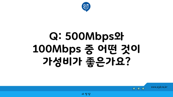 Q: 500Mbps와 100Mbps 중 어떤 것이 가성비가 좋은가요?