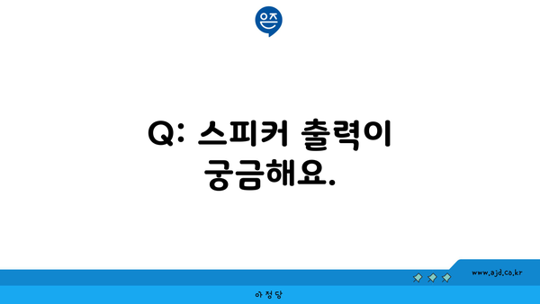 Q: 스피커 출력이 궁금해요.