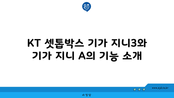 KT 셋톱박스 기가 지니3와 기가 지니 A의 기능 소개