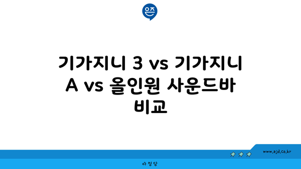 기가지니 3 vs 기가지니 A vs 올인원 사운드바 비교