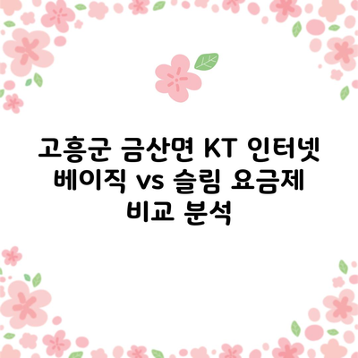 고흥군 금산면 KT 인터넷 베이직 vs 슬림 요금제 비교 분석