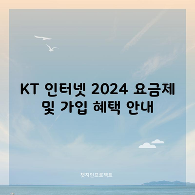 KT 인터넷 2024 요금제 및 가입 혜택 안내