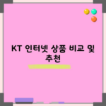 KT 인터넷 상품 비교 및 추천