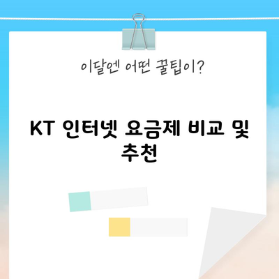 KT 인터넷 요금제 비교 및 추천