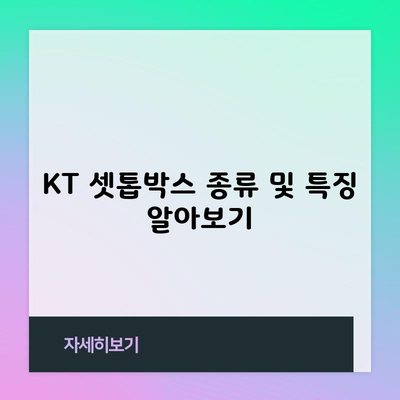 KT 셋톱박스 종류 및 특징 알아보기