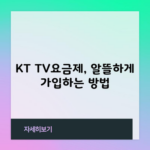 KT TV요금제, 알뜰하게 가입하는 방법