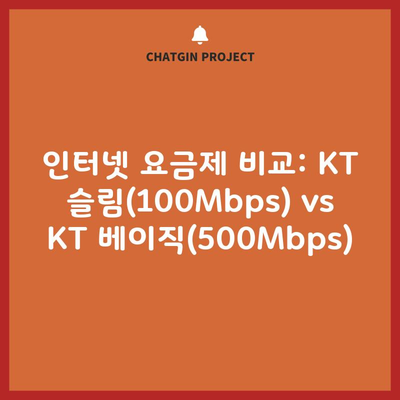 인터넷 요금제 비교: KT 슬림(100Mbps) vs KT 베이직(500Mbps)