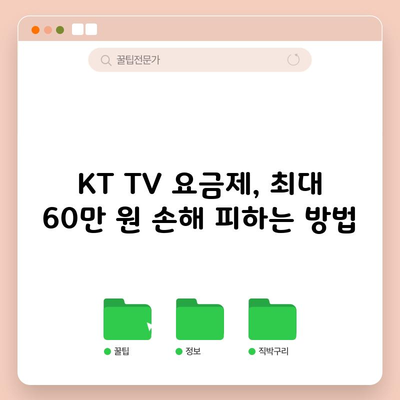 KT TV 요금제, 최대 60만 원 손해 피하는 방법