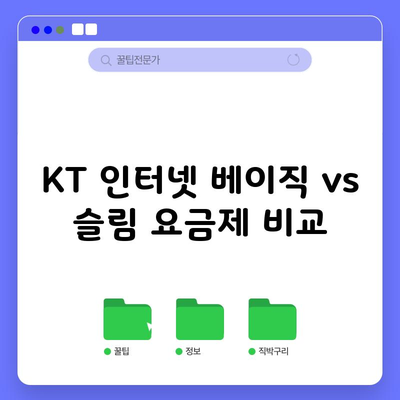 KT 인터넷 베이직 vs 슬림 요금제 비교