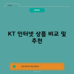 KT 인터넷 상품 비교 및 추천