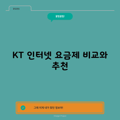 KT 인터넷 요금제 비교와 추천