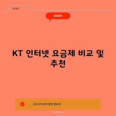 KT 인터넷 요금제 비교 및 추천