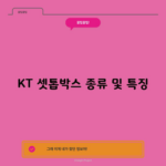 KT 셋톱박스 종류 및 특징