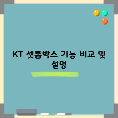 KT 셋톱박스 기능 비교 및 설명